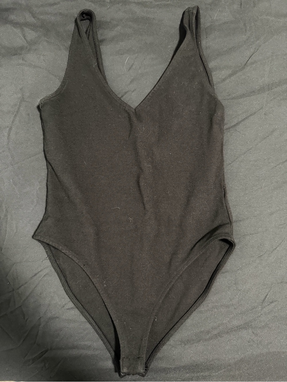 Forever 21 Black V-Neck Ribbed Bodysuit